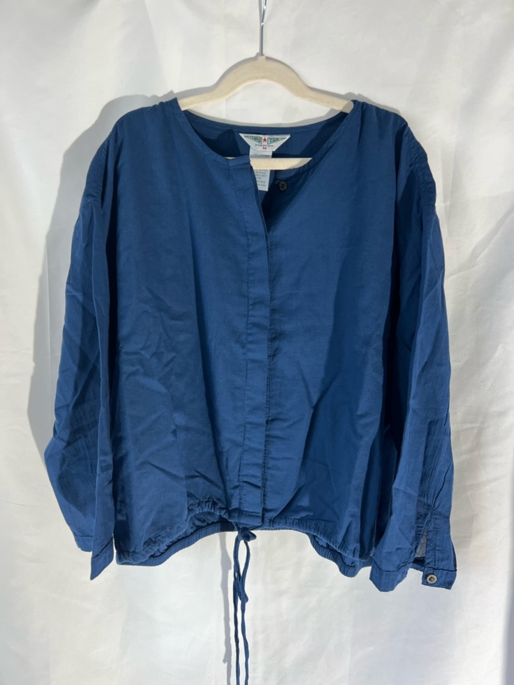 NWT Women’s HARD TAIL Navy* Button Up 100% Cotton Long Sleeve Top